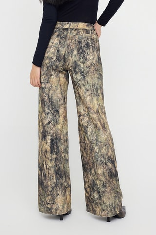 Calças de ganga wide legs - Caqui