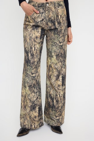 Calças de ganga wide legs - Caqui