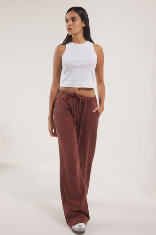 Calças wide legs - Castanho