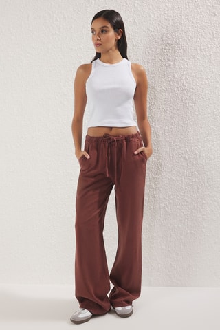 Calças wide legs - Castanho
