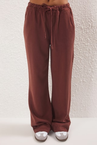 Calças wide legs - Castanho