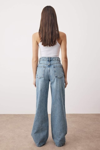 Calças de ganga wide legs - Azul-claro