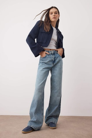 Calças de ganga wide legs - Azul-claro