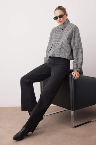 Calças de ganga de cintura alta - Preto