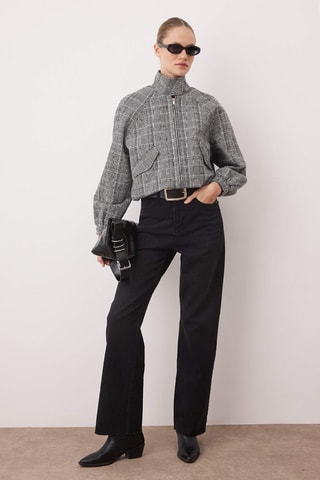 Calças de ganga de cintura alta - Preto