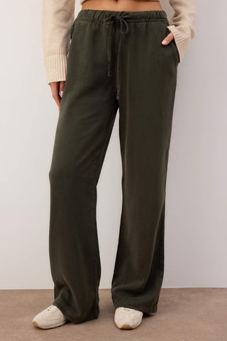 Calças wide legs cintura subida e calças cintura subida - Caqui