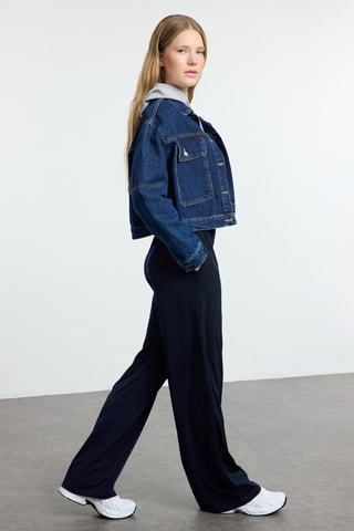 Calças wide legs - Azul-marinho