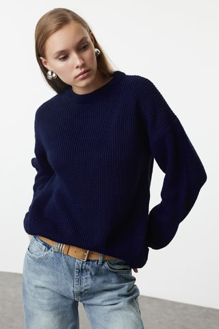 Camisola oversize - Azul-marinho