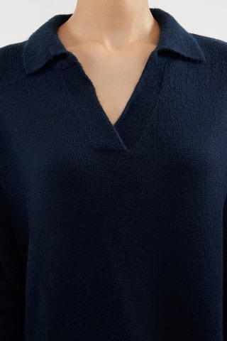 Vestido midi regular - Azul-marinho