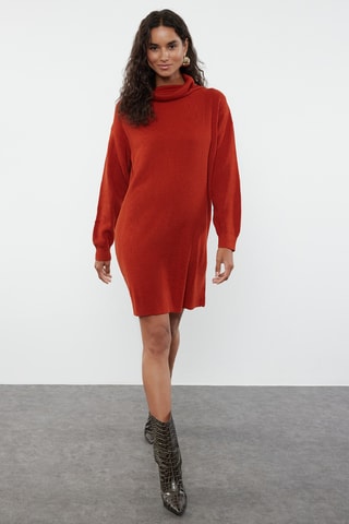 Robe pull oversize - Rouge brique