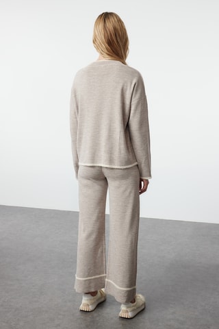 Camisola e calças wide legs - Bege