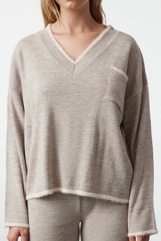 Camisola e calças wide legs - Bege