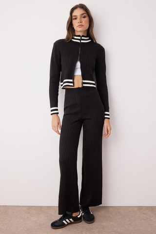 Casaco de malha e calças Preto