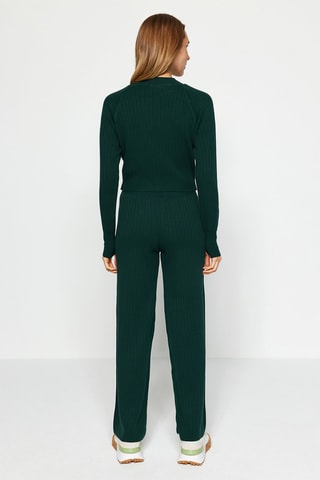 Camisola e calças wide legs - Verde-escuro