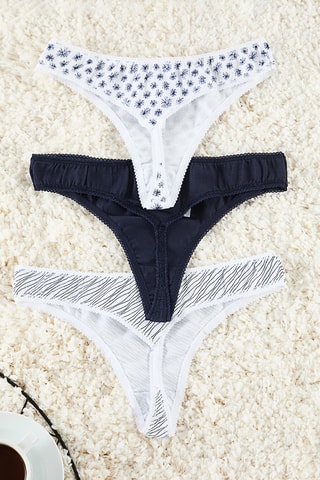 3 strings - Azul-marinho e branco