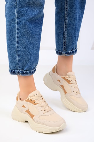Sapatilhas com plataforma - Bege