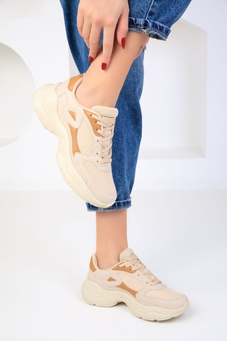 Sapatilhas com plataforma - Bege