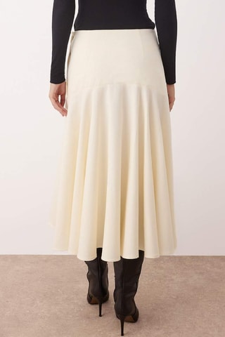Saia midi cintura subida - Bege