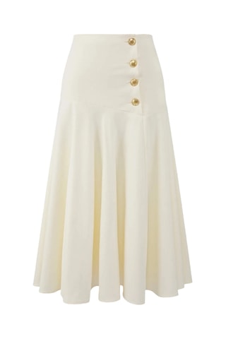 Saia midi cintura subida - Bege