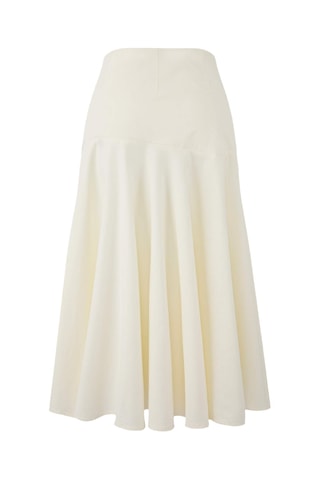 Saia midi cintura subida - Bege