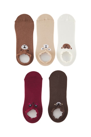 5 pares de meias curtas - Castanho