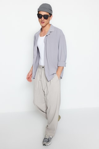 Camisa oversize - Cinzento-claro