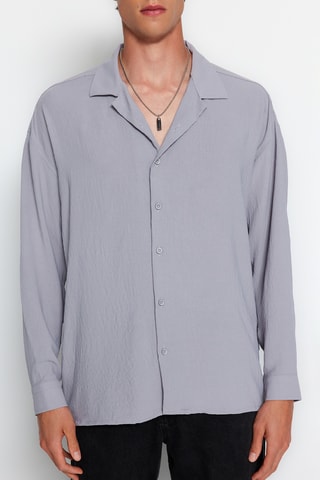 Camisa oversize - Cinzento-claro