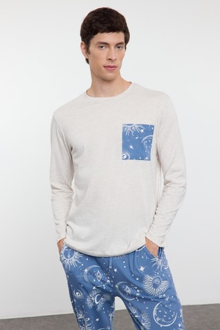 Pijama - Cinzento-claro e azul