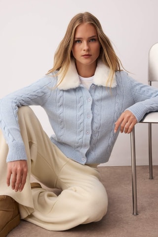 Casaco de malha - Azul-claro