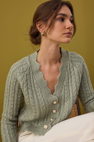 Casaco de malha - Verde sálvia