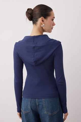 Top com capuz - ­ Azul-marinho