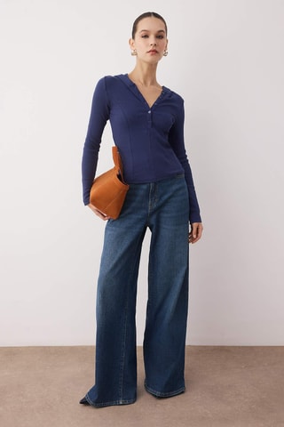 Top com capuz - ­ Azul-marinho