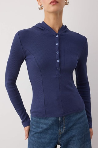 Top com capuz - ­ Azul-marinho