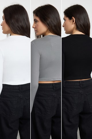 3 crop tops - Noir