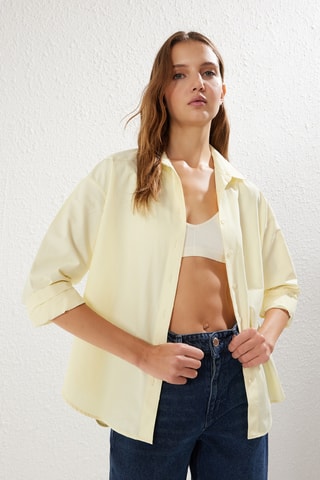 Camisa oversize - Amarelo-pálido