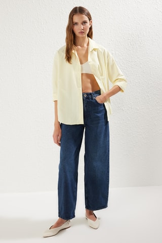 Camisa oversize - Amarelo-pálido