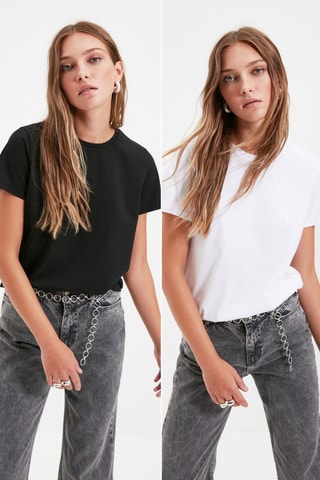 2 t-shirts regular - Noir et blanc