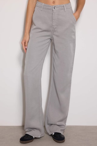 Calças wide legs - Cinzento-claro
