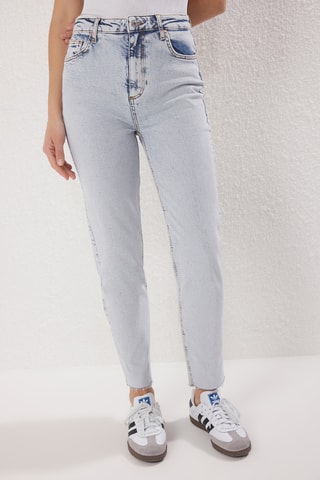 Calças de ganga mom - Azul-claro