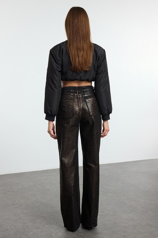 Calças de ganga wide legs - Castanho