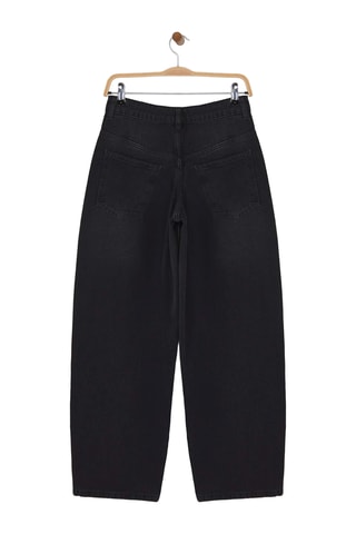 Calças de ganga de cintura alta - Preto