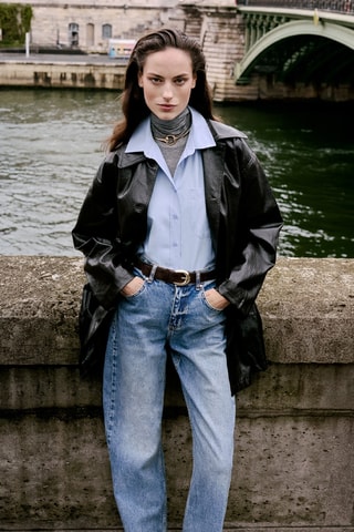 Calças de ganga wide legs - Azul médio