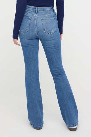 Calças de ganga flare - Azul médio