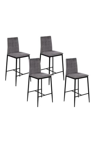 Tabourets de bar glam Jade en velours gris foncé - lot de 4