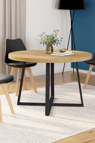 Table à manger ronde extensible Sana bois et noir Ø110-200cm