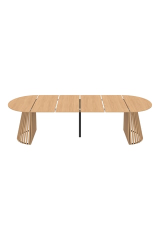 Table à manger ronde extensible Camélia bois et pied lattes Ø110-300cm