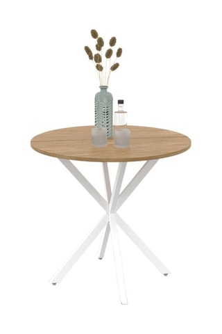 Table à manger ronde Soline bois et blanc Ø80cm