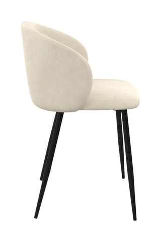 Chaises Léona en velours crème et pieds métal noirs - lot de 2
