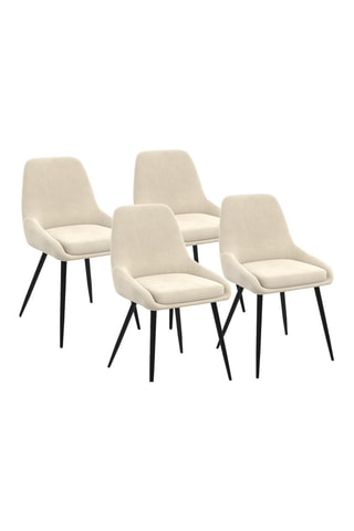 Chaises Olivia en velours crème et pieds métal noirs - lot de 4