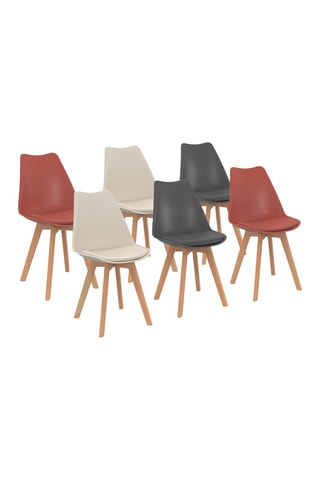 Chaises Nordia assise mix de couleurs : 2x beige, 2x gris foncé et 2x terracotta - lot de 6